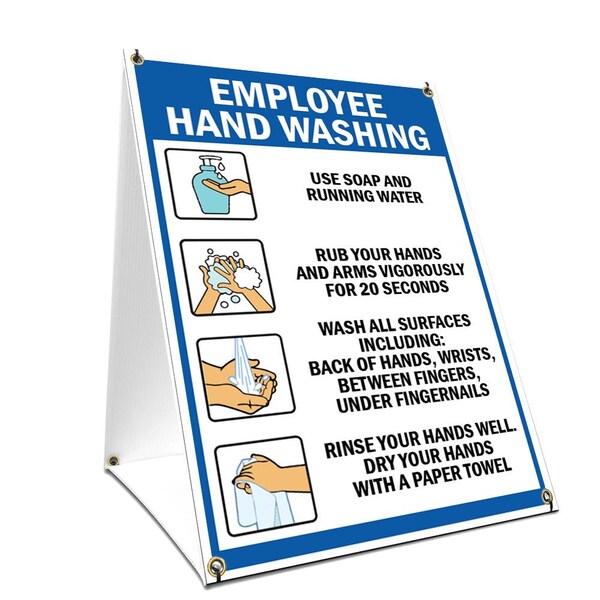 OSHA, Employee Hand Washing, 24in X 36in A-frame Heavy Duty, 36" W, 24" L, Employee Hand Washing